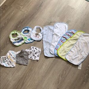 Lot of bibs and burp cloths